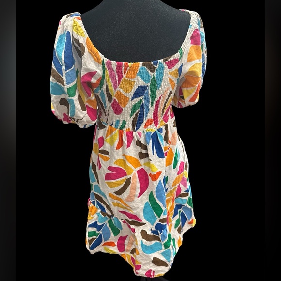 Tabitha Brown Rainbow Botanical Mini Dress with Puff Sleeves - Picture 3 of 5